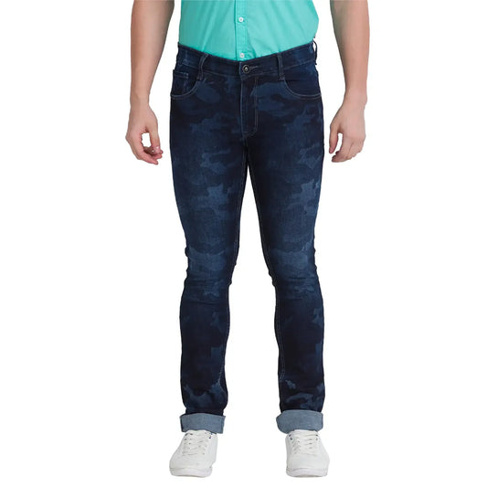 Men Blue Skinny Cropped Fit Twill Cotton Blend Jeans