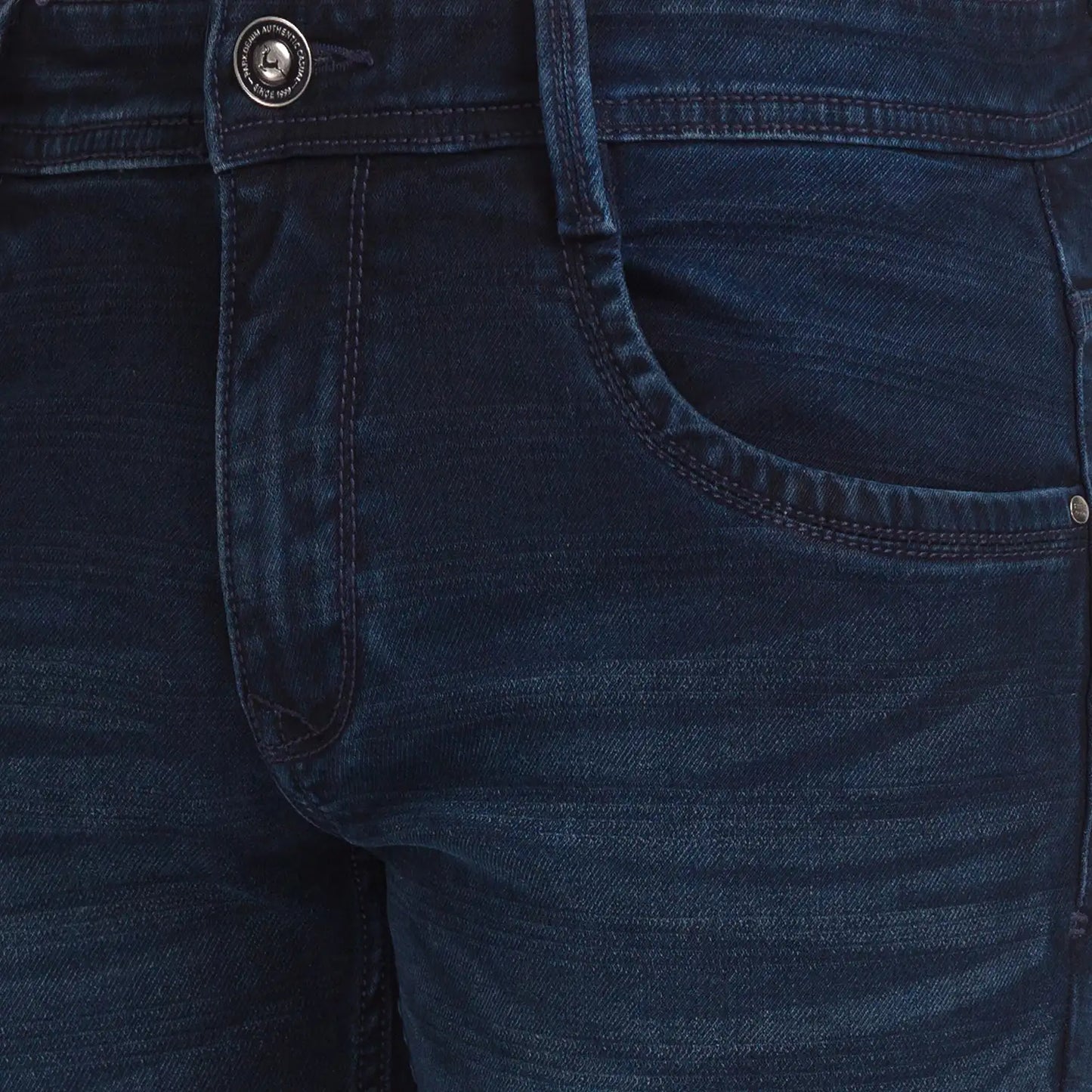 Men Blue Skinny Cropped Fit Dobby Cotton Blend Jeans