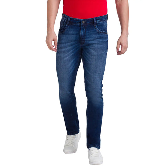 Men Blue Slim Tapered Fit Twill Cotton Blend Jeans