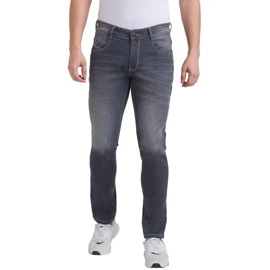 Men Grey Skinny Cropped Fit Twill Cotton Blend Jeans