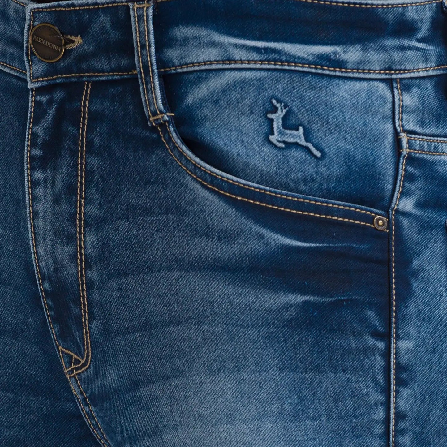 Men Blue Skinny Cropped Fit Dobby Cotton Blend Jeans