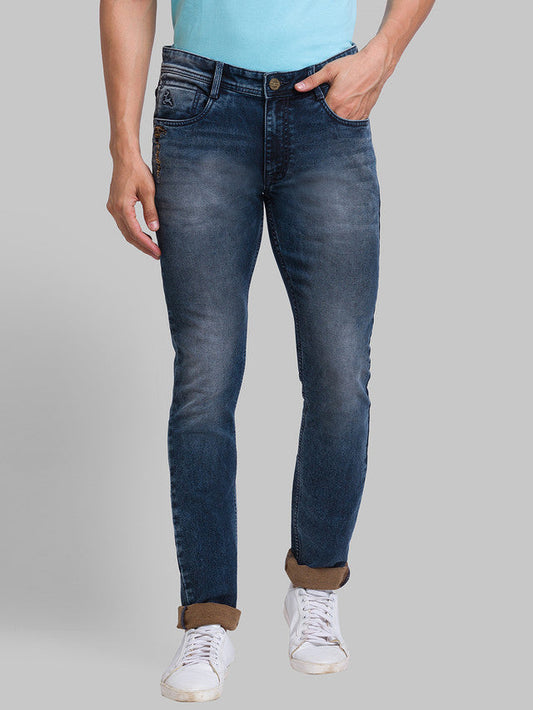 Parx Men Blue Woven Design Skinny Fit Jeans