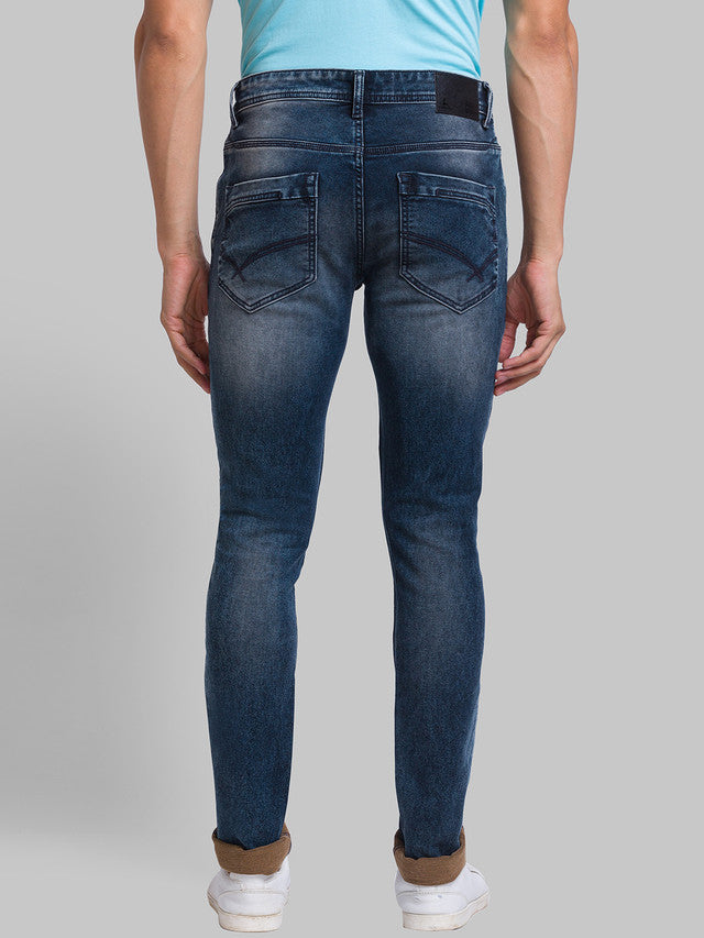 Parx Men Blue Woven Design Skinny Fit Jeans
