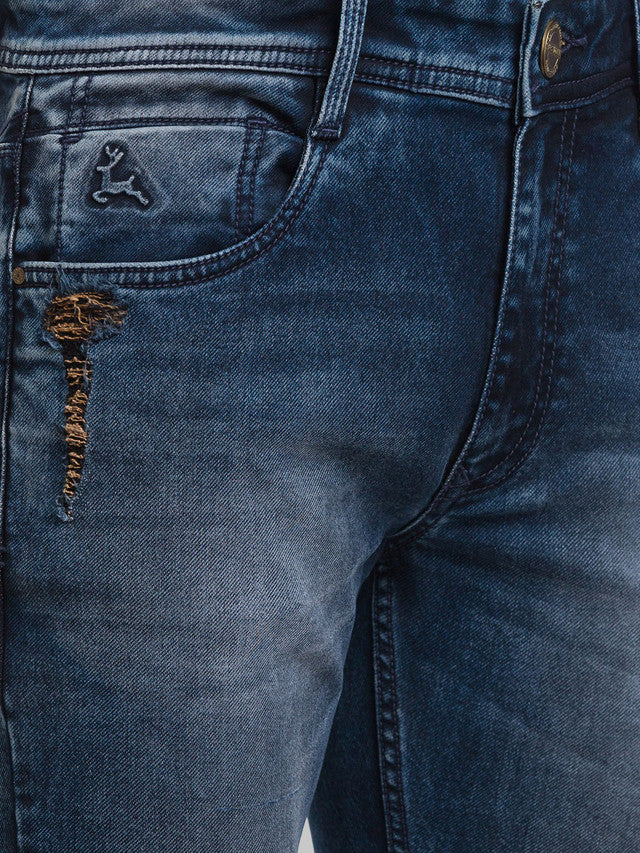 Parx Men Blue Woven Design Skinny Fit Jeans
