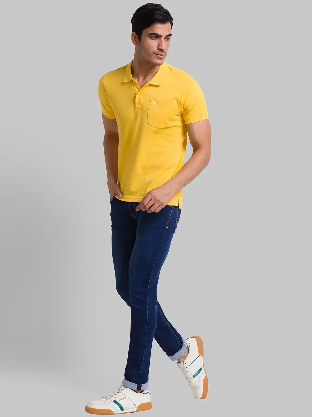 Men Blue Slim Tapered Fit Jacquard Cotton Blend Jeans