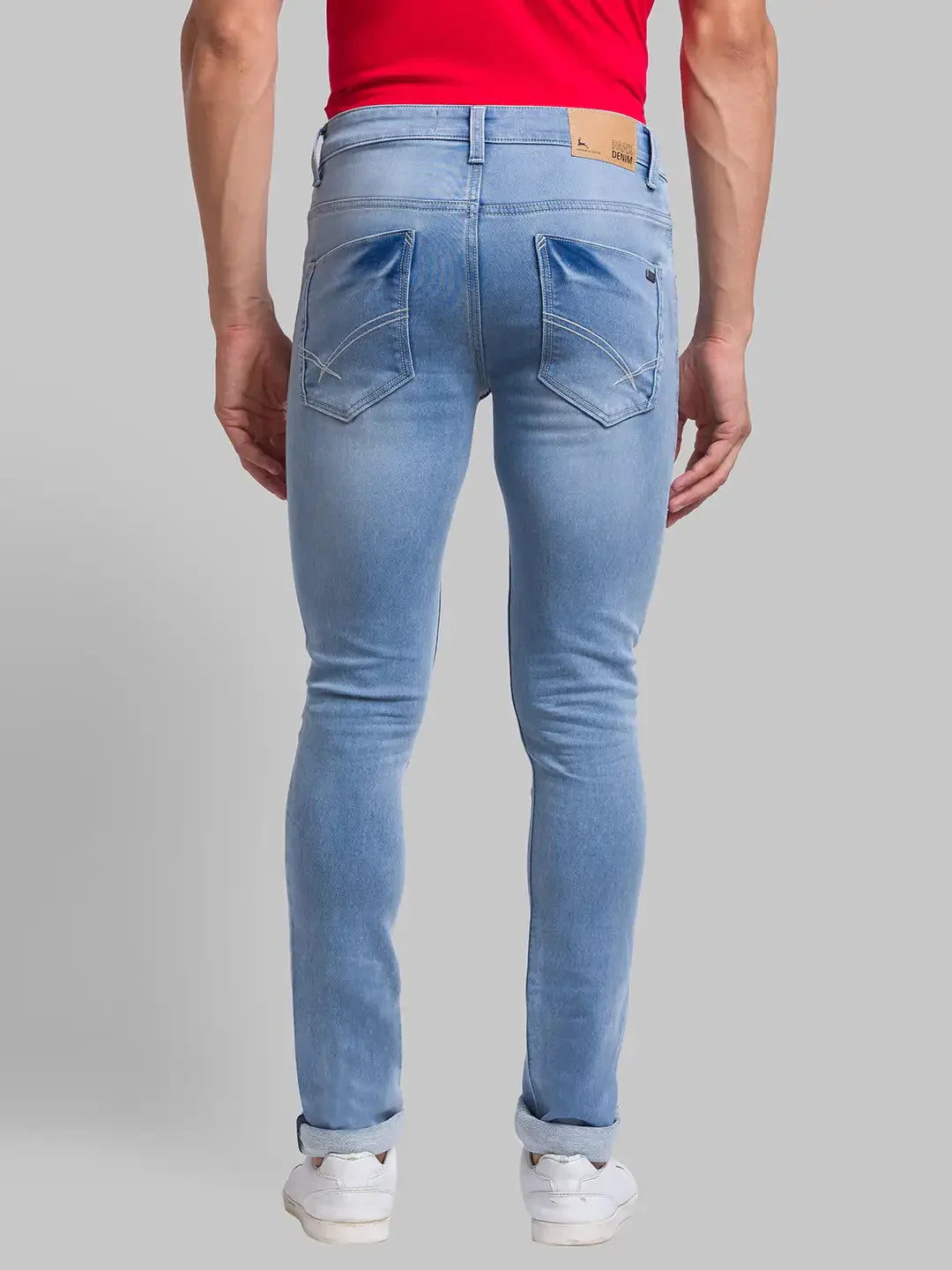 Men Blue Skinny Cropped Fit Jacquard Cotton Blend Jeans