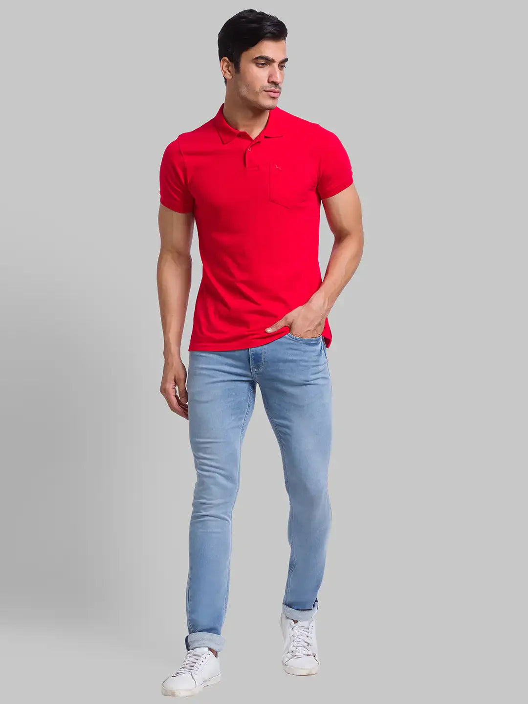 Men Blue Skinny Cropped Fit Jacquard Cotton Blend Jeans