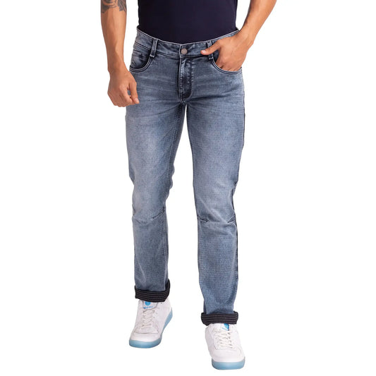 Men Blue Slim Tapered Fit Dobby Cotton Blend Jeans