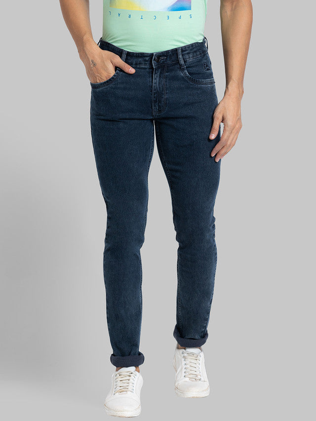 Parx Men Black Self Design Tapered Fit Jeans