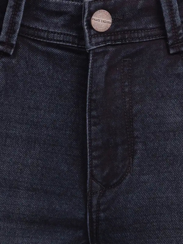 Men Blue Skinny Cropped Fit Dobby Cotton Blend Jeans