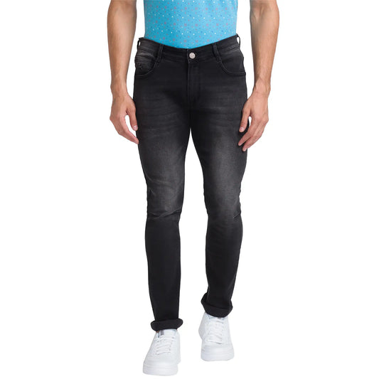 Men Black Skinny Cropped Fit Twill Cotton Blend Jeans