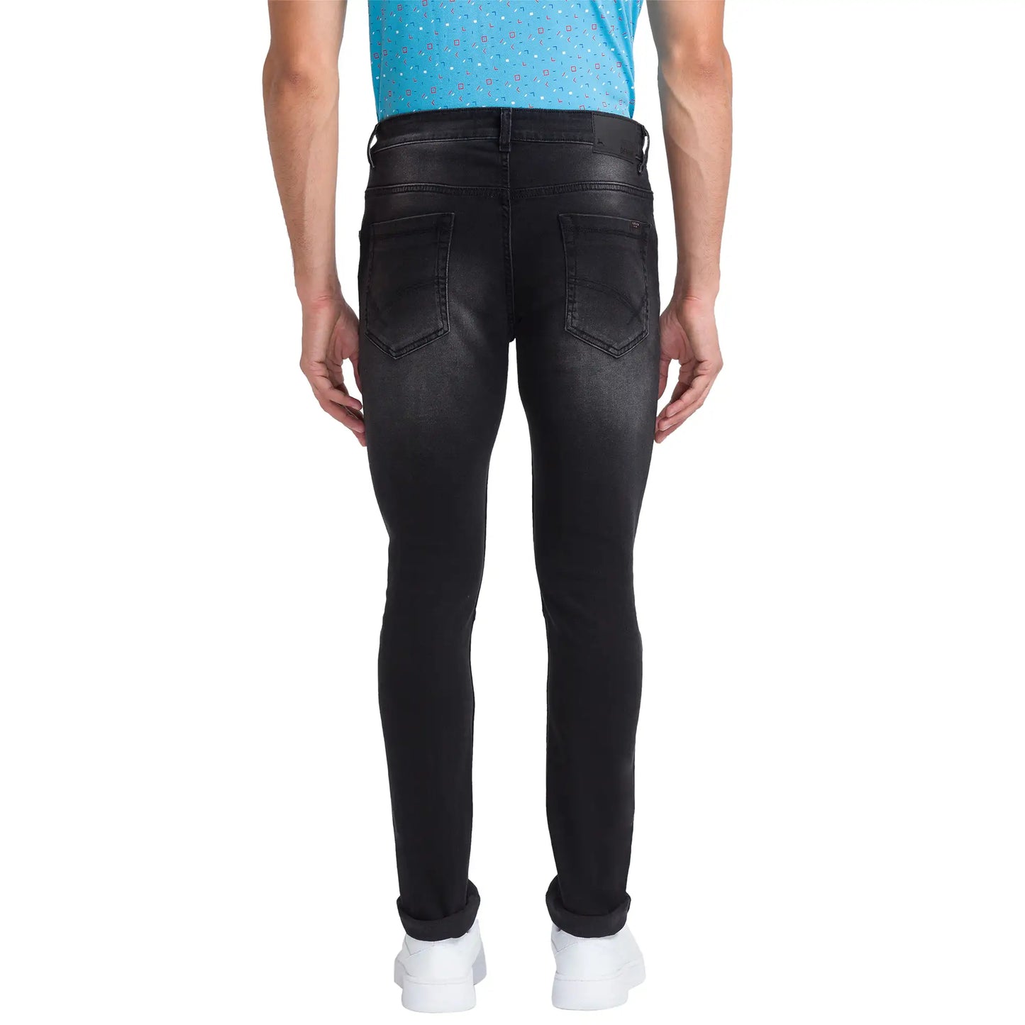 Men Black Skinny Cropped Fit Twill Cotton Blend Jeans