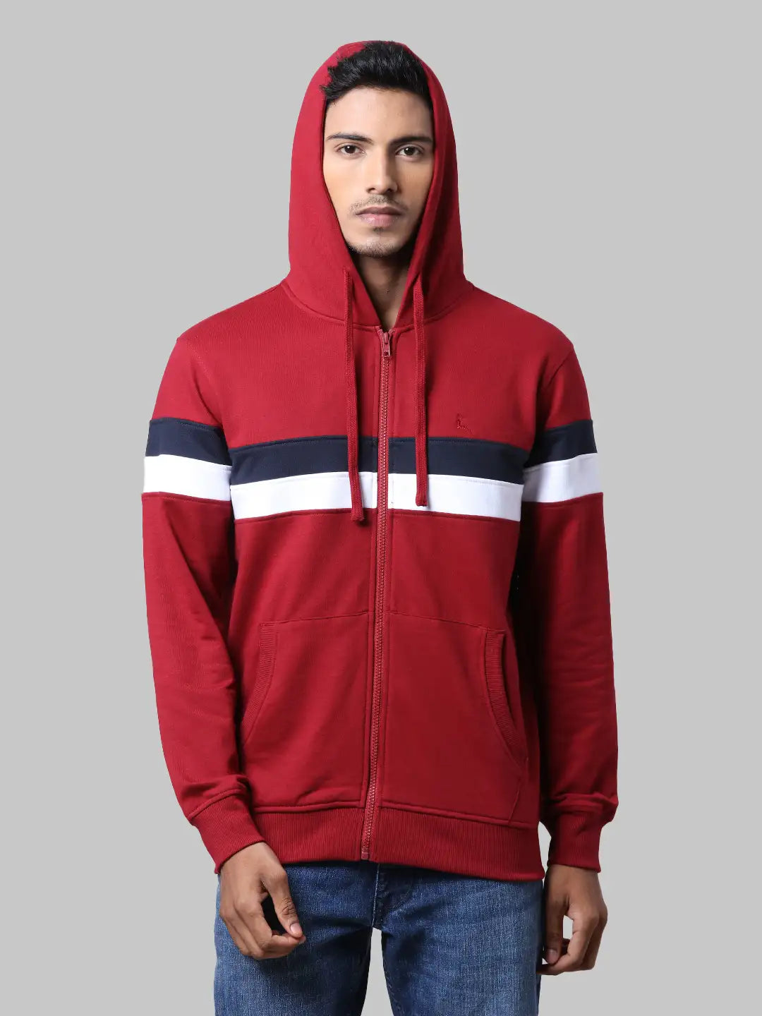 Parx Men Maroon Regular Fit Cut & Sew Cotton Polyester Blend Sweatshirt