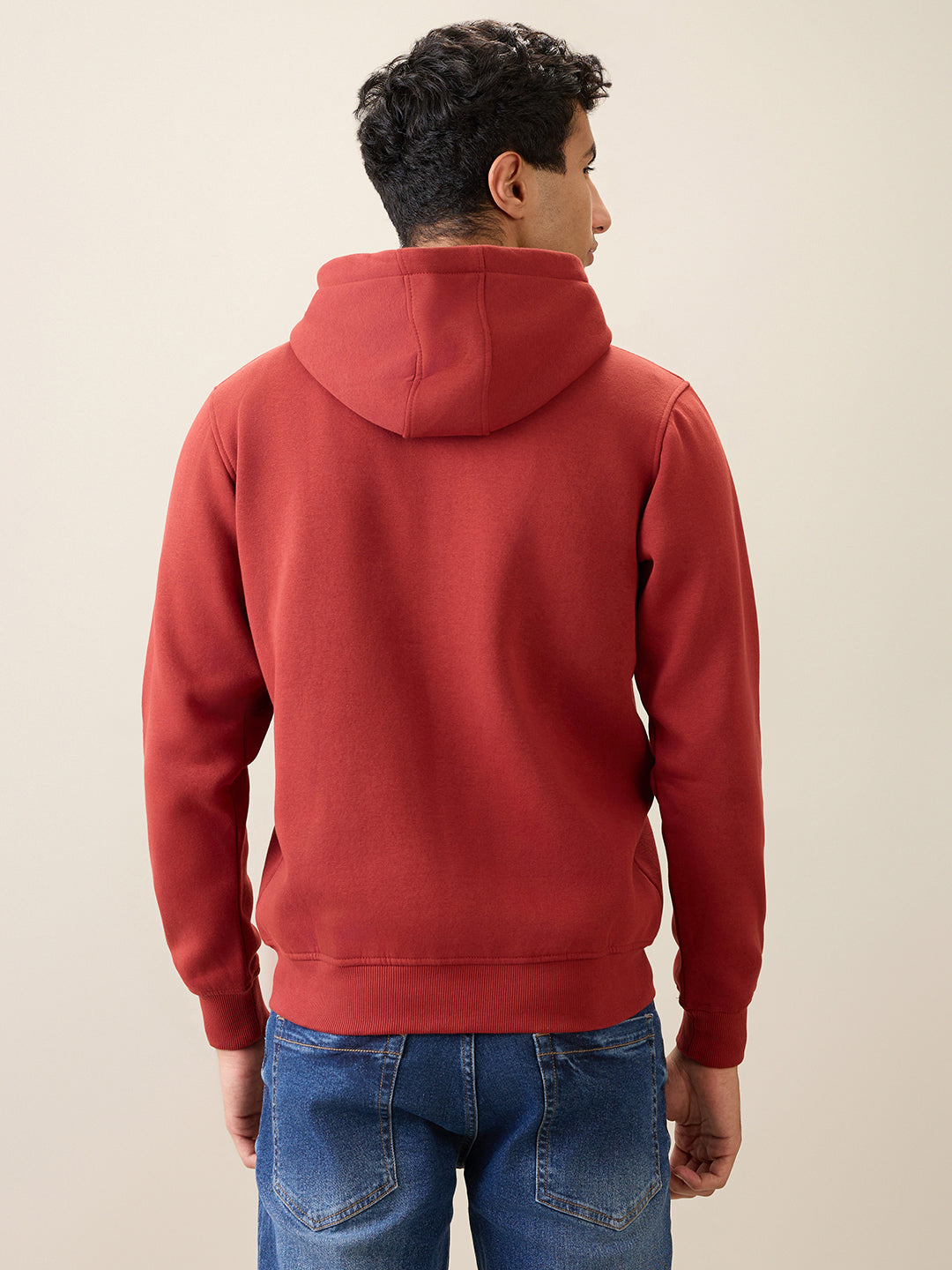 Parx Men Orange Solid Regular Fit Cotton Blend Full Sleeve Sweatshirt