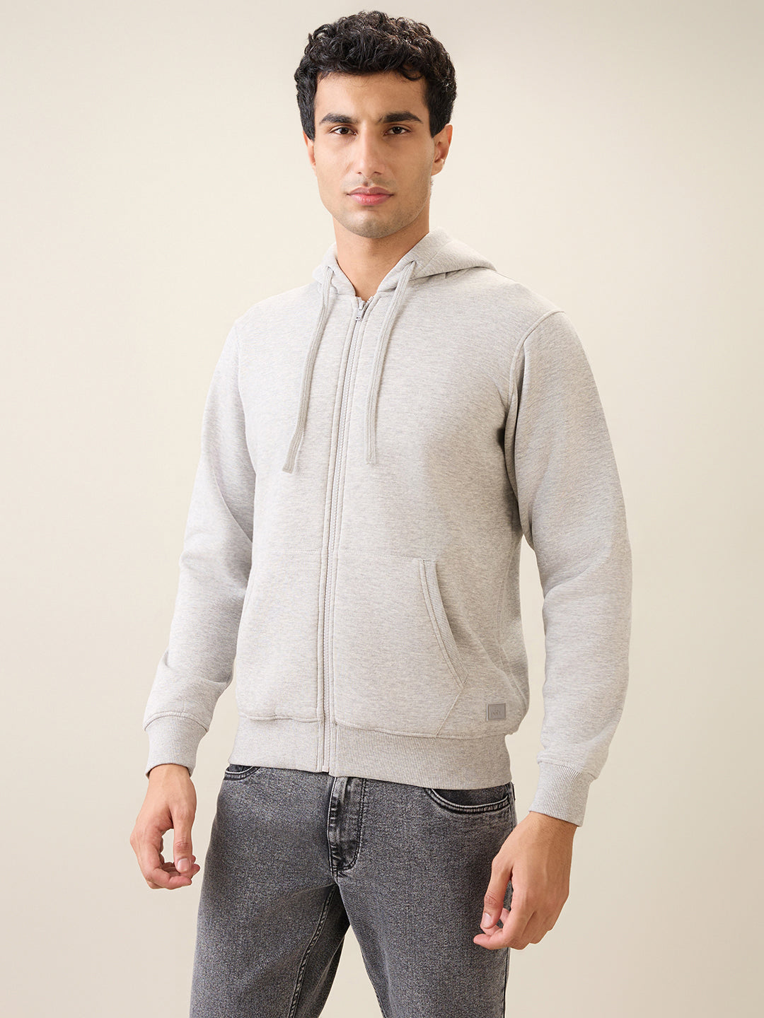 Parx Men Grey Solid Regular Fit Cotton Blend Full Sleeve Sweatshirt