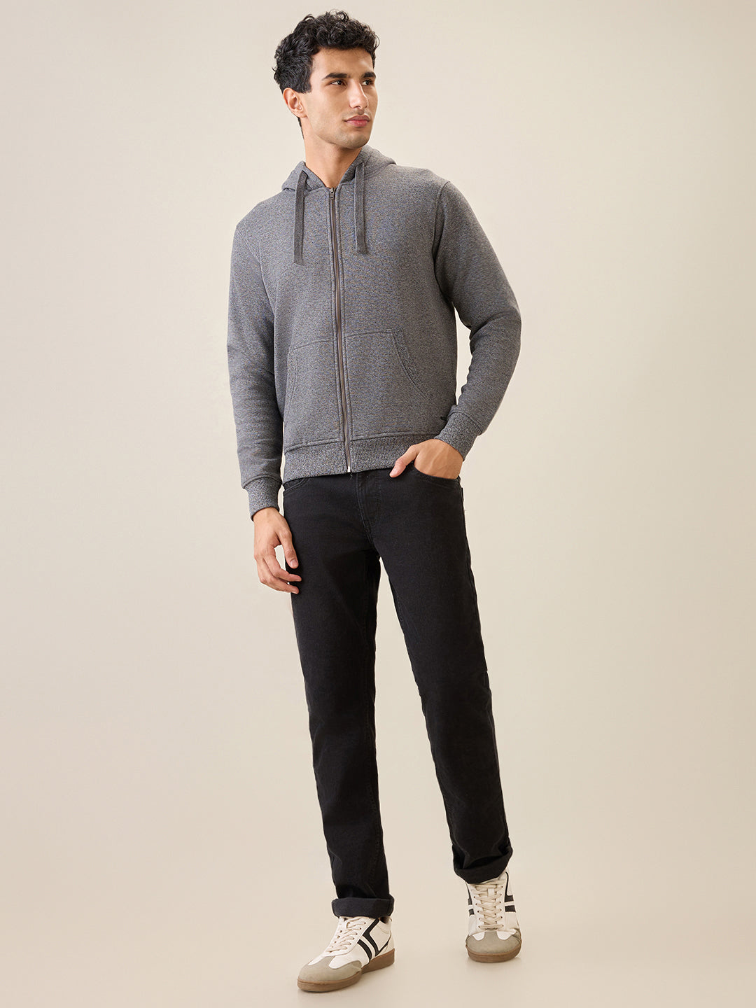 Parx Men Black Solid Regular Fit Cotton Blend Full Sleeve Sweatshirt