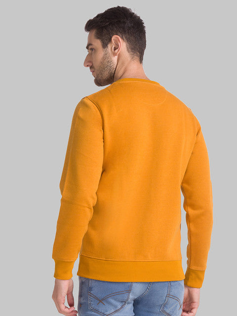 Parx Men Yellow Solid Regular Fit Cotton Blend Sweat shirt