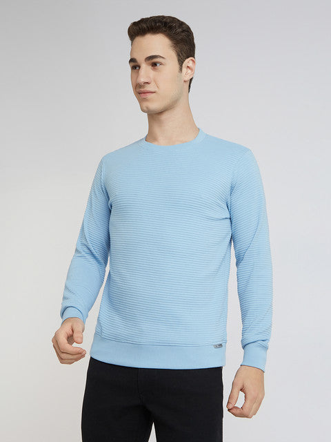 Parx Men Blue Structure Regular Fit Cotton Sweatshirt