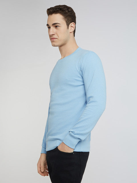 Parx Men Blue Structure Regular Fit Cotton Sweatshirt