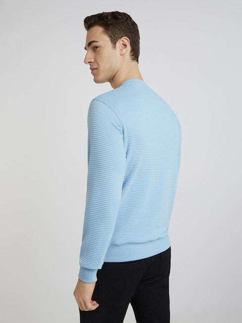 Parx Men Blue Structure Regular Fit Cotton Sweatshirt