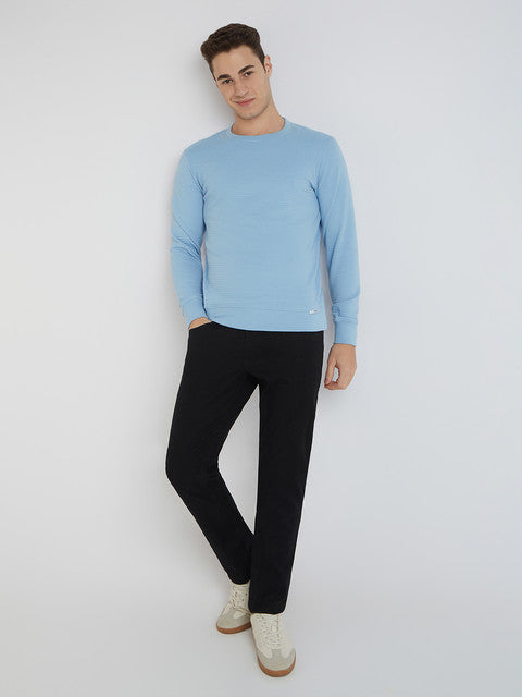 Parx Men Blue Structure Regular Fit Cotton Sweatshirt