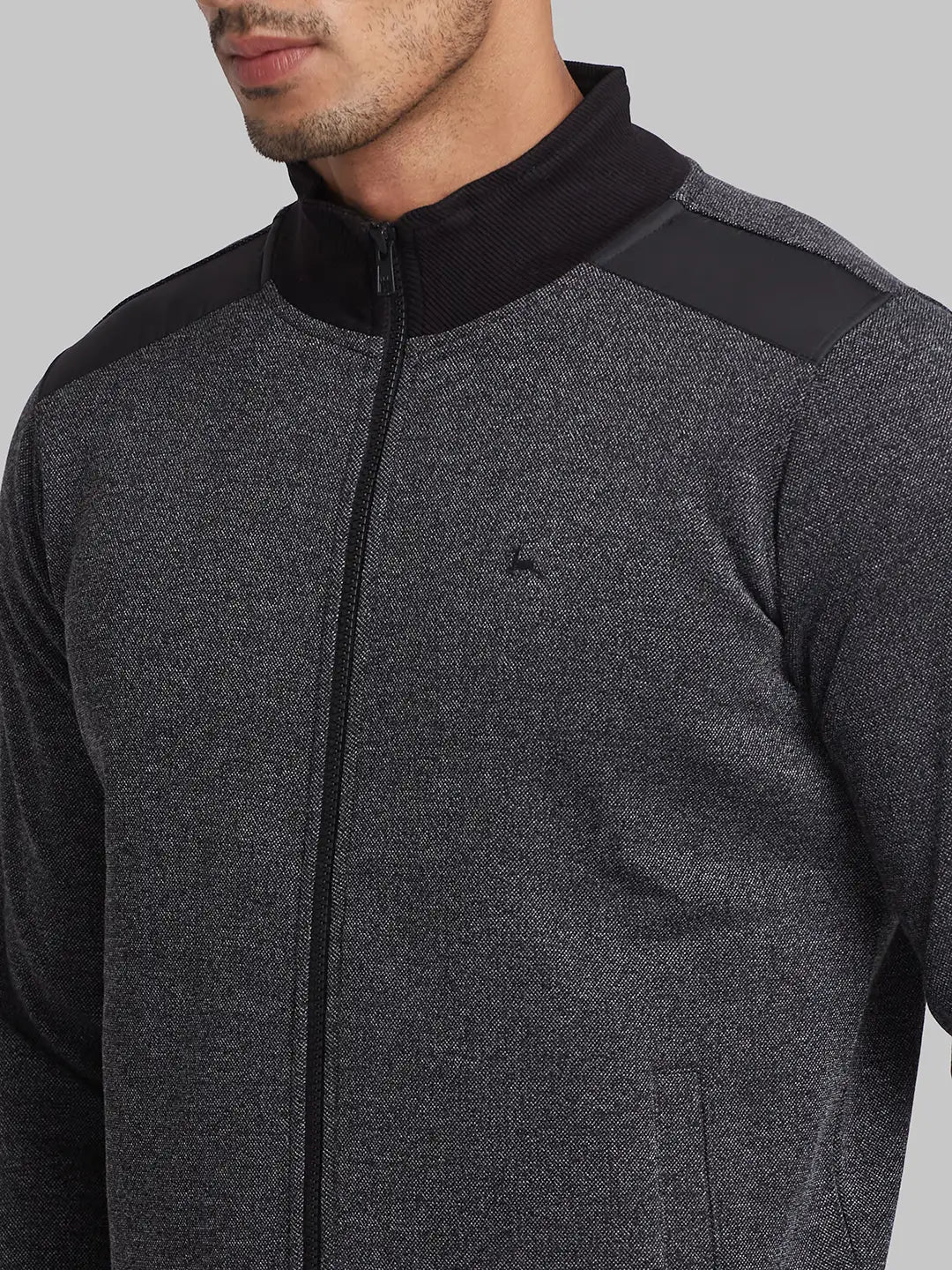 Parx Men Black Regular Fit Solid Cotton Blend Sweatshirt