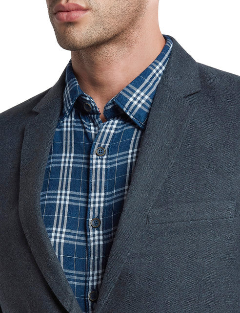 Parx Men Blue Solid Urban Fit Terylene Blend Blazer