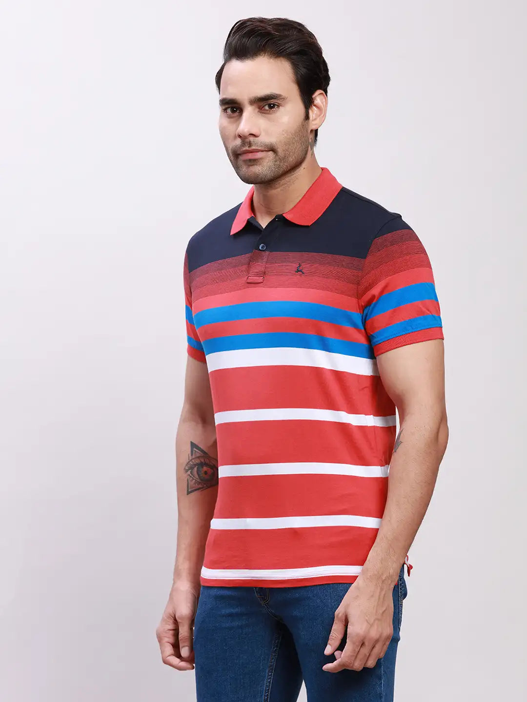 Parx Men Red Yarn Dyed Regular Fit Cotton T-Shirt