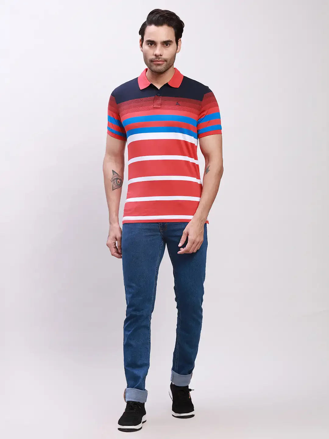 Parx Men Red Yarn Dyed Regular Fit Cotton T-Shirt
