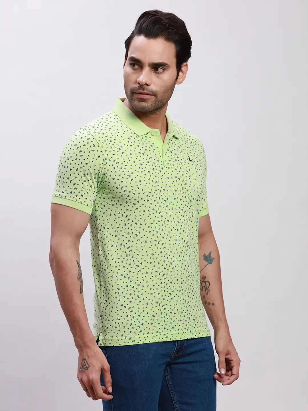 Parx Men Green Print Regular Fit Cotton T-Shirt