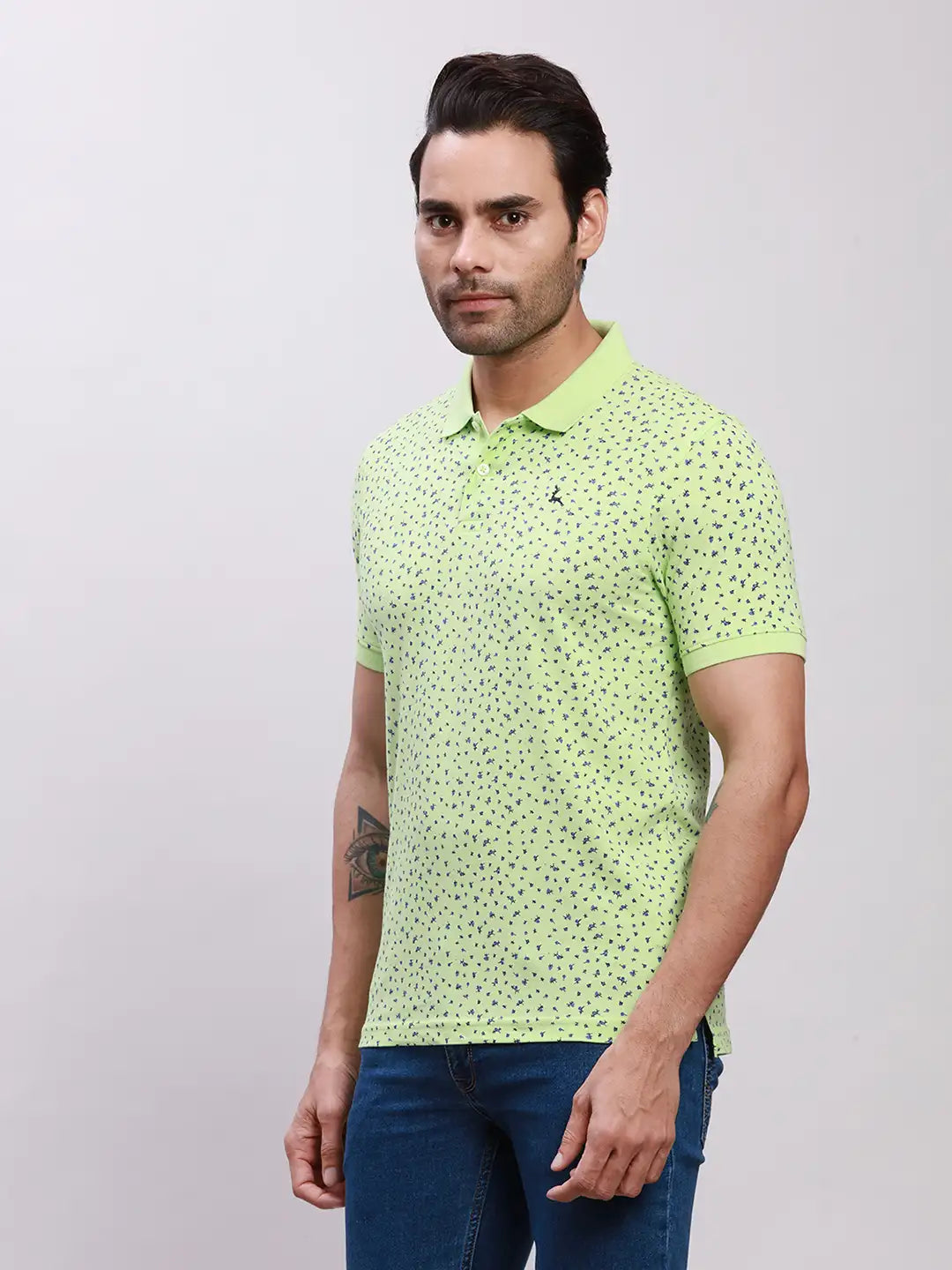 Parx Men Green Print Regular Fit Cotton T-Shirt
