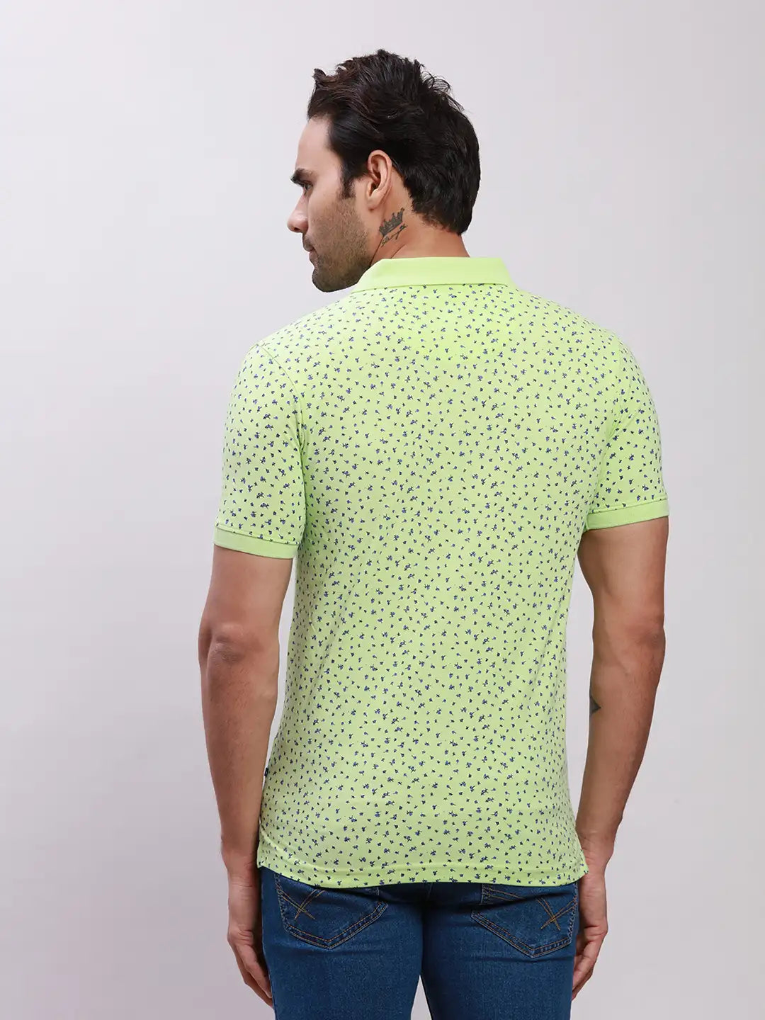 Parx Men Green Print Regular Fit Cotton T-Shirt