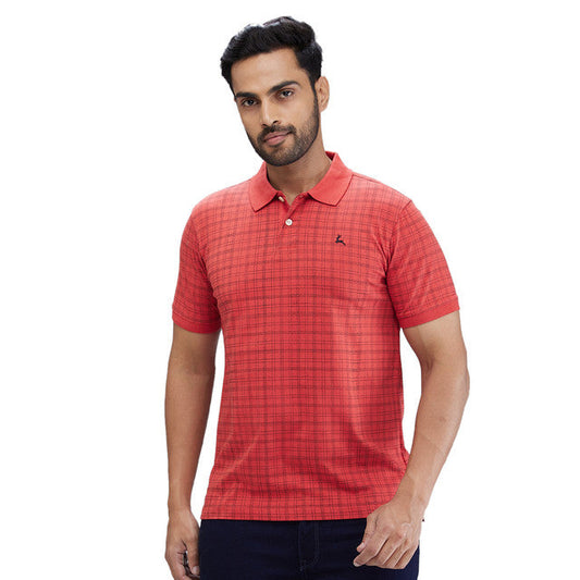 Parx Red Printed Regular Fit Cotton T-Shirt