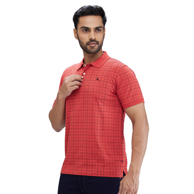 Parx Red Printed Regular Fit Cotton T-Shirt