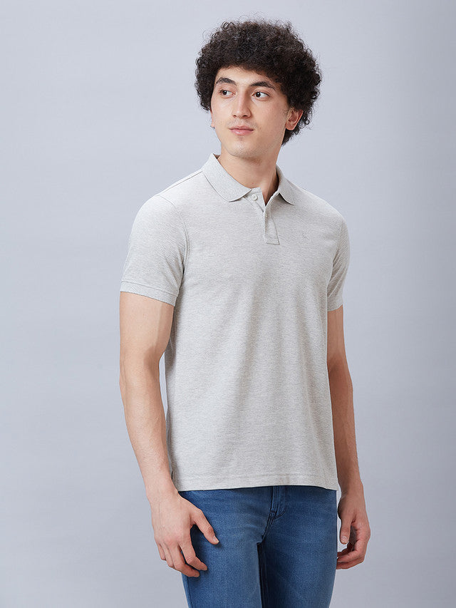 Parx Men Grey Solid Regular Fit Half Sleeve Polo Neck T-Shirt