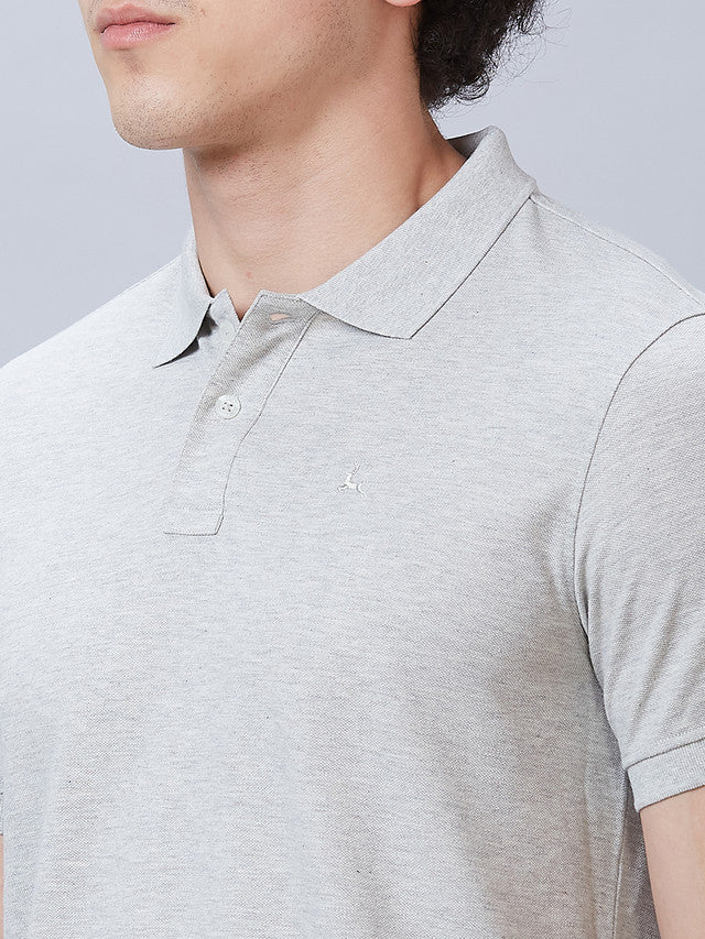 Parx Men Grey Solid Regular Fit Half Sleeve Polo Neck T-Shirt