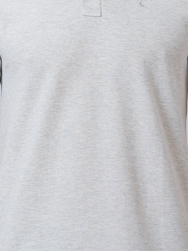 Parx Men Grey Solid Regular Fit Half Sleeve Polo Neck T-Shirt