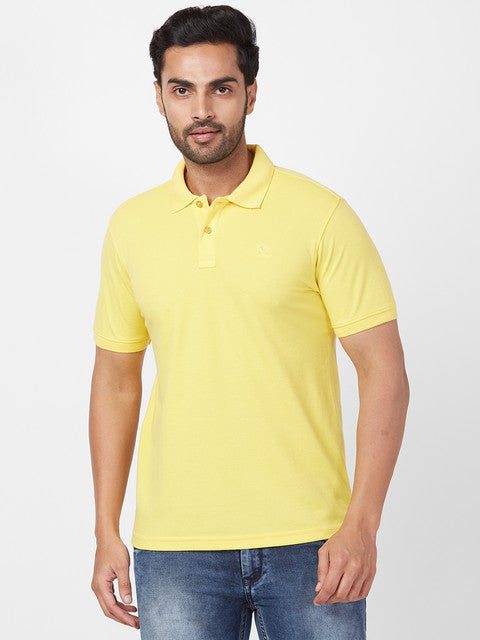 Parx Men Yellow Regular Fit Solid Polo Neck T-Shirt