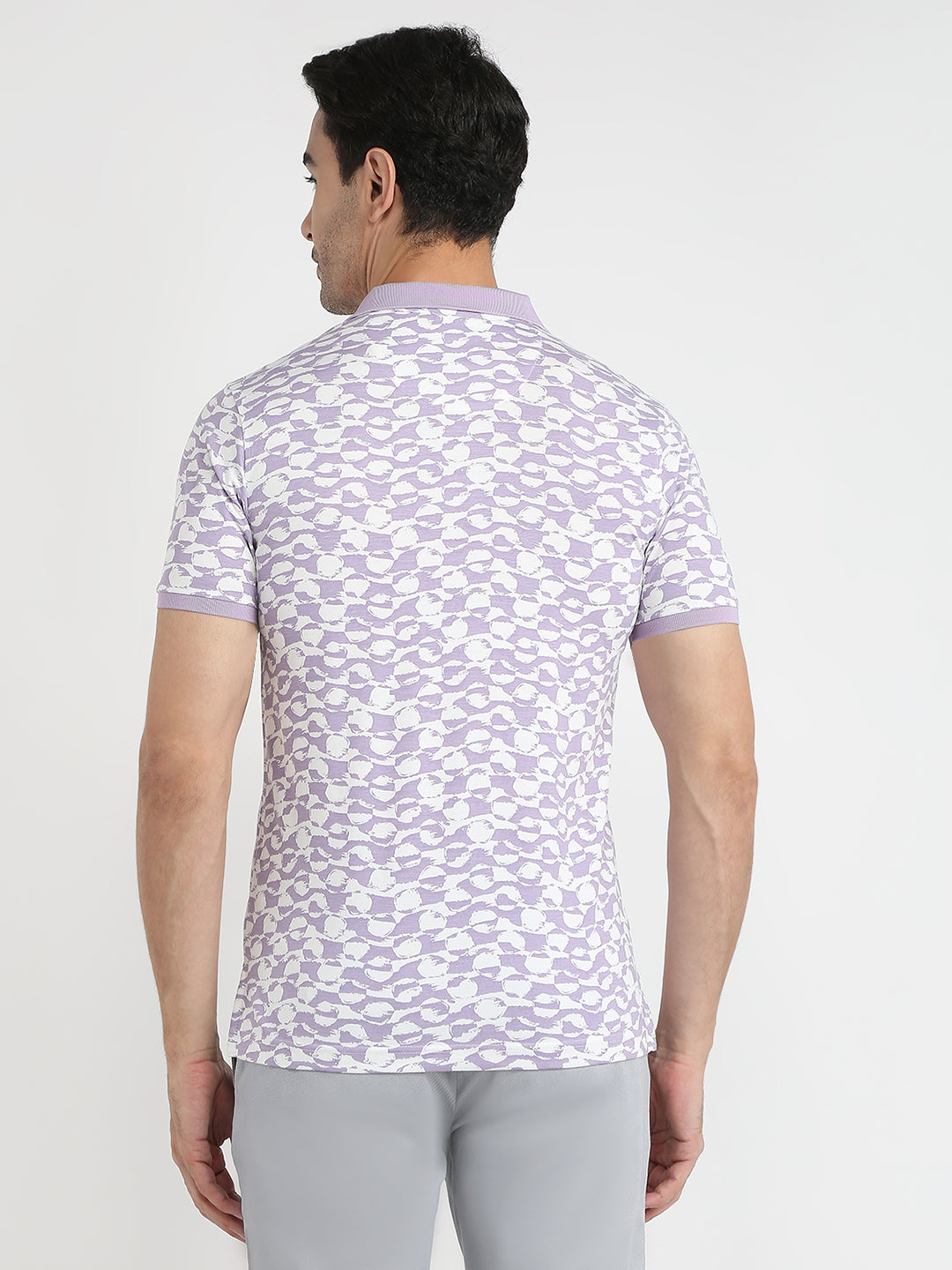 Parx Men Purple Printed Regular Fit Rayon Blend Half Sleeve T-Shirt