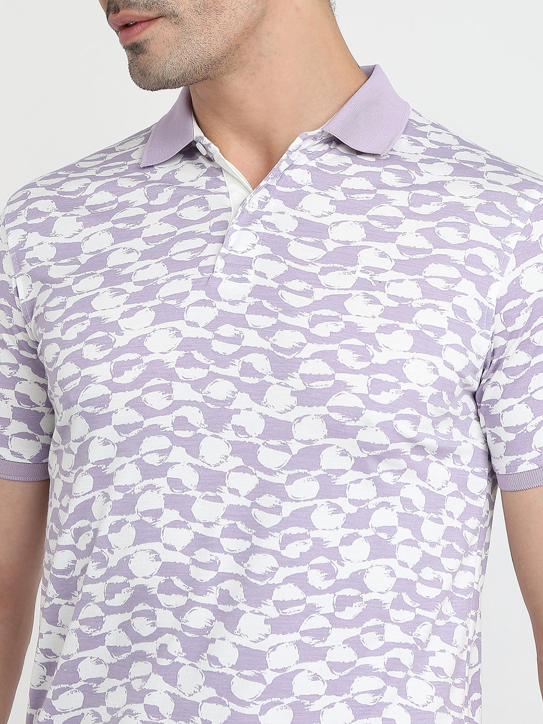 Parx Men Purple Printed Regular Fit Rayon Blend Half Sleeve T-Shirt