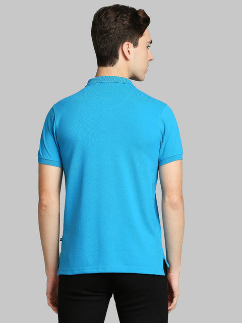 Parx Men Blue Solid Regular Fit Cotton Blend T-Shirt