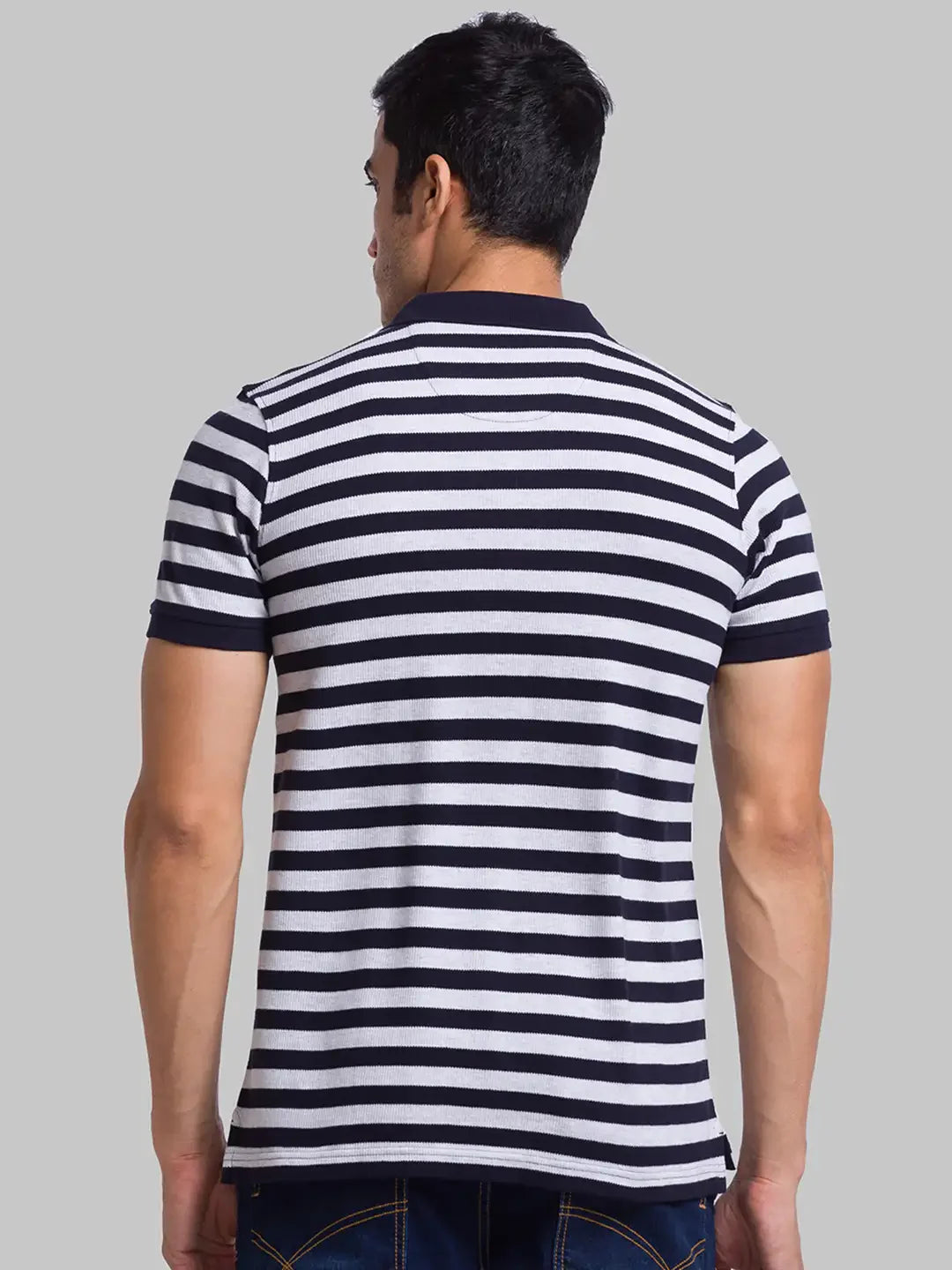 Men Grey Regular Fit Yarn Dyed Cotton Round Neck Collar Polo T-Shirt