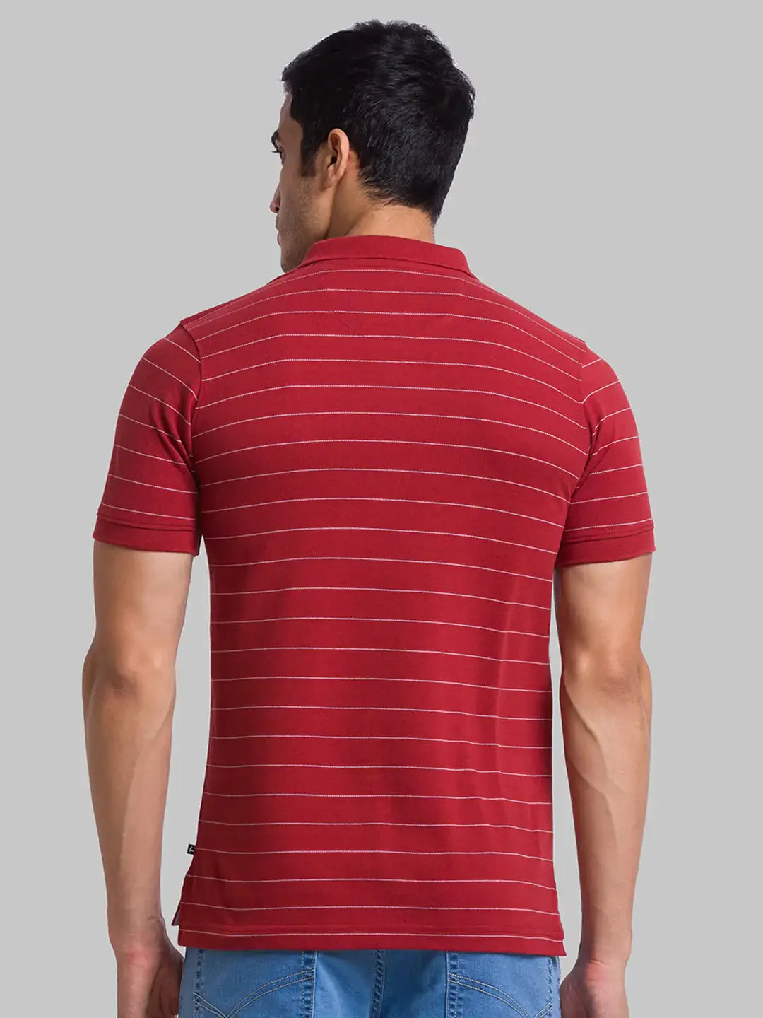 Men Orange Regular Fit Yarn Dyed Cotton Round Neck Collar Polo T-Shirt