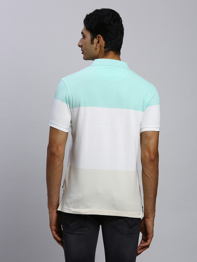 Parx Men Green Yarn Dyed Regular Fit Half Sleeve Polo Neck T-Shirt
