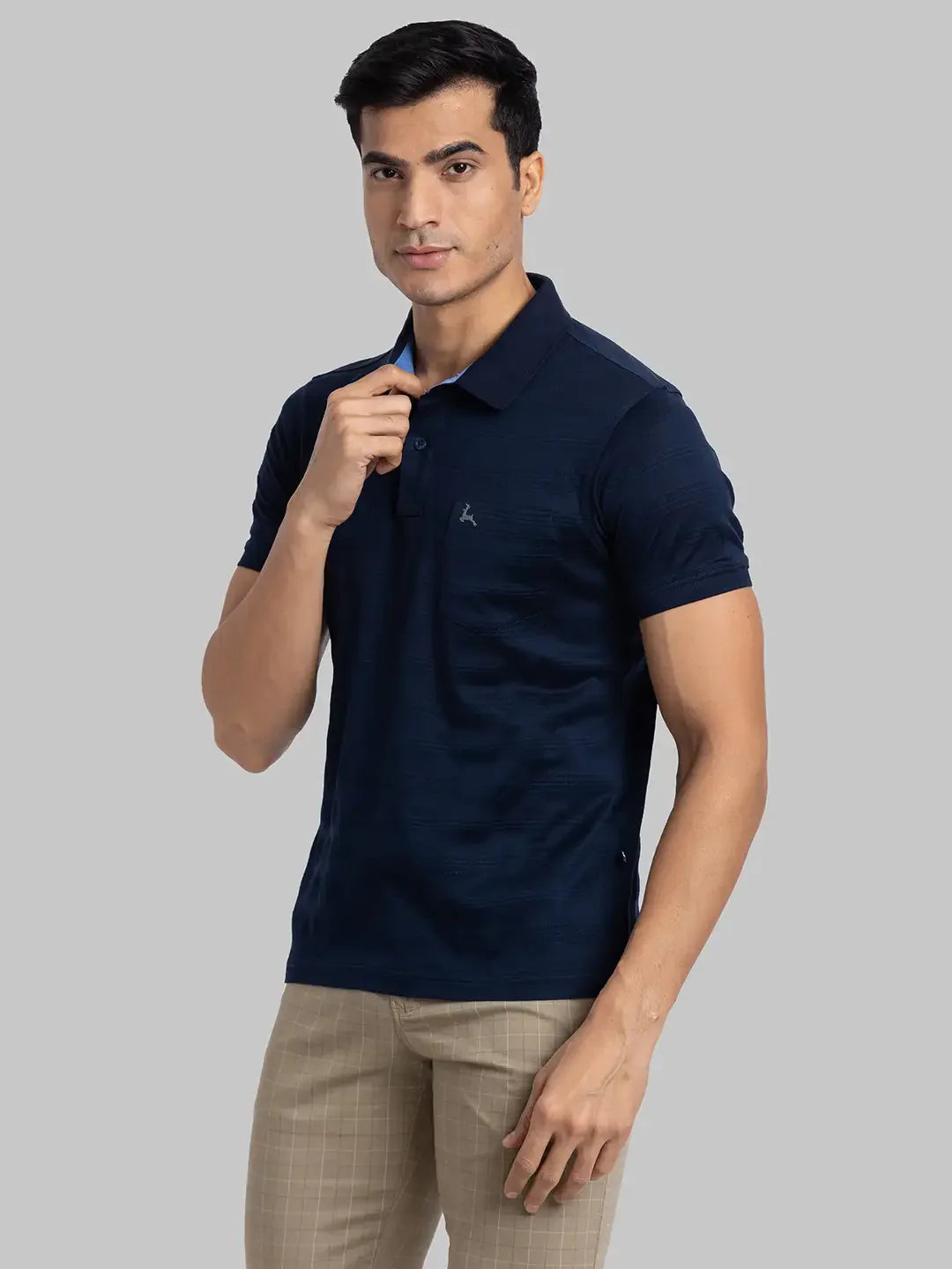 Men Black Regular Fit Jacquard  Cotton   T-Shirt