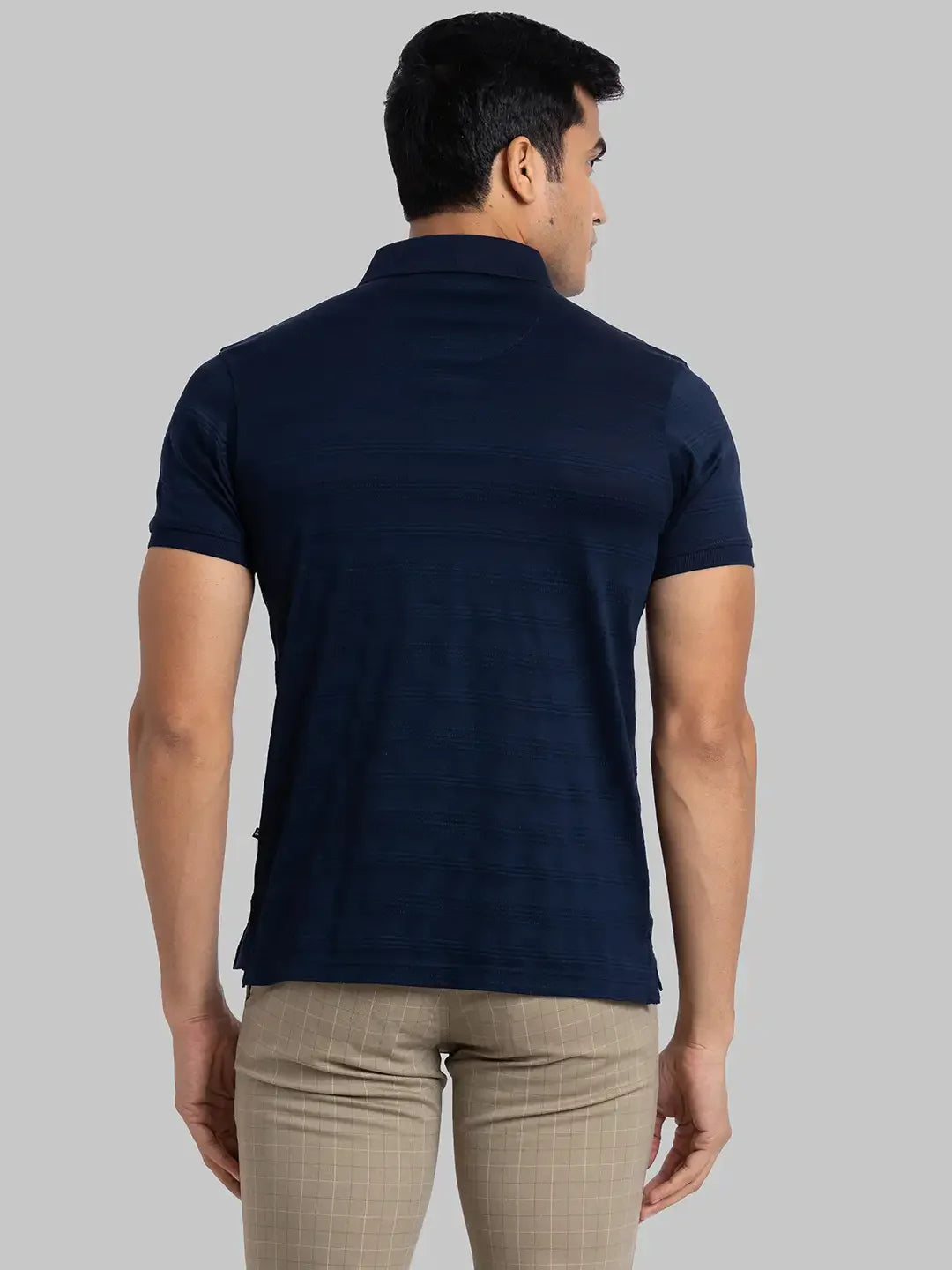 Men Black Regular Fit Jacquard  Cotton   T-Shirt