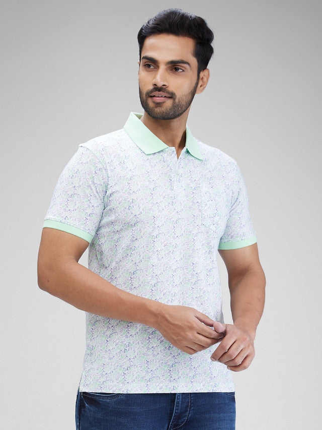 Parx Green Printed Regular Fit Cotton T-Shirt