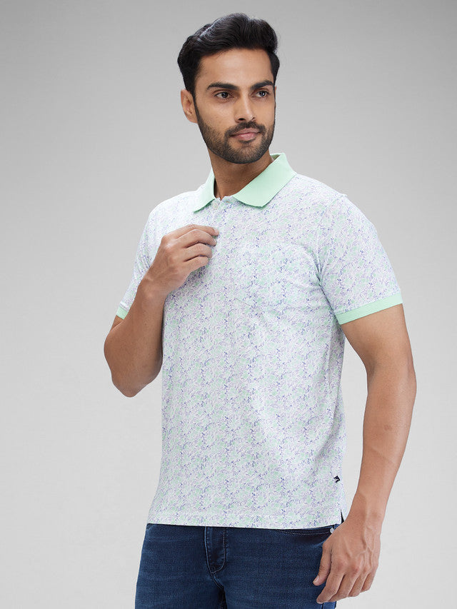 Parx Green Printed Regular Fit Cotton T-Shirt