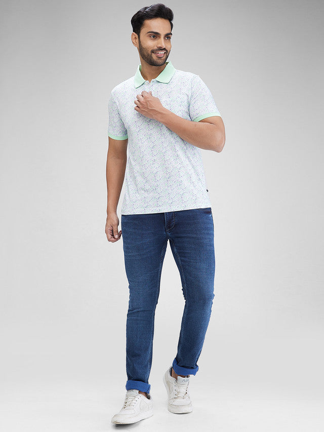 Parx Green Printed Regular Fit Cotton T-Shirt