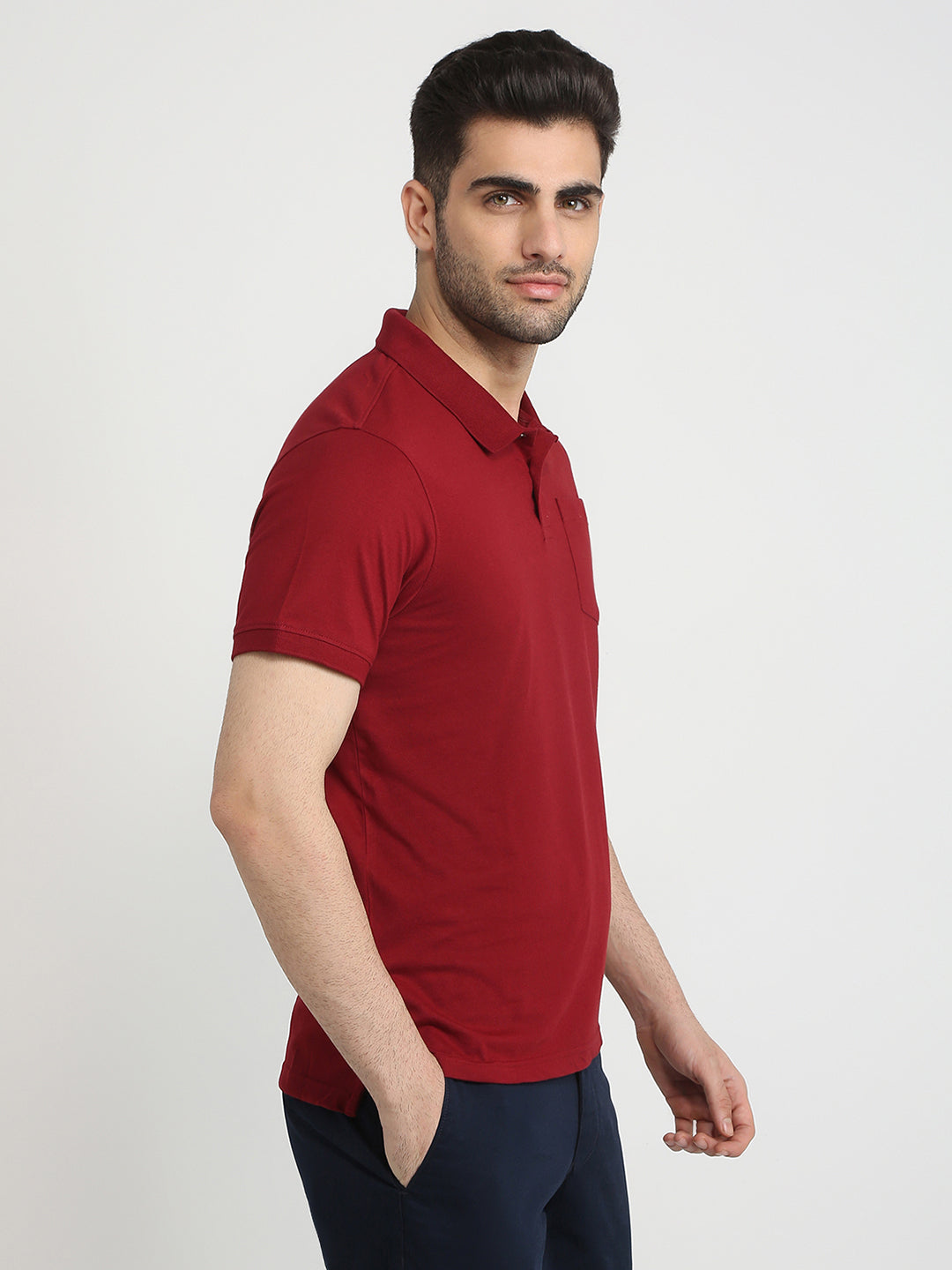Parx Men Maroon Solid Regular Fit Cotton Blend T-Shirt